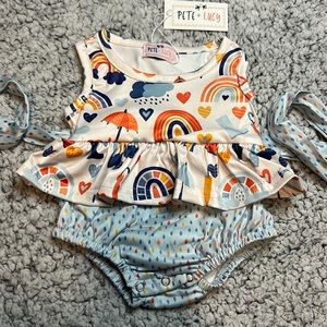 Pete and Lucy Rain and Rainbows Infant Romper 0-3 Months